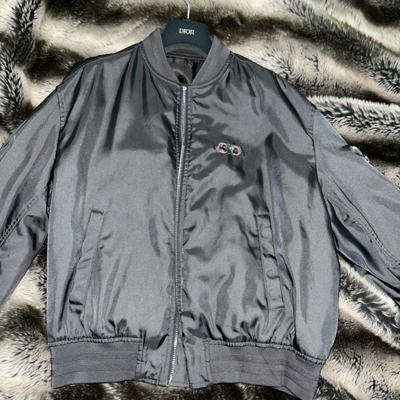 🛑SOLD🛑 Dior Men’s Embroidered Flower Logo Grey Bomber Jacket - Sz Large - Picture 13 of 14